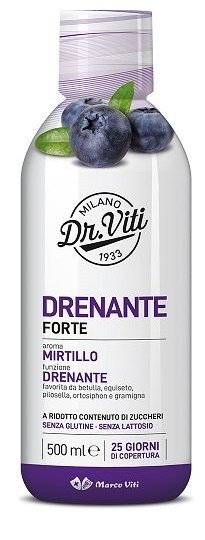 Flacone di Drenante Forte Mirtillo Dr. Viti 500 ml con betulla, pilosella e ortosiphon