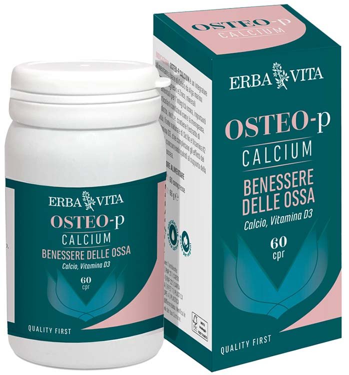 Confezione di OSTEO-P Calcium Erba Vita a base di calcio, magnesio, zinco, silicio e vitamina D3
