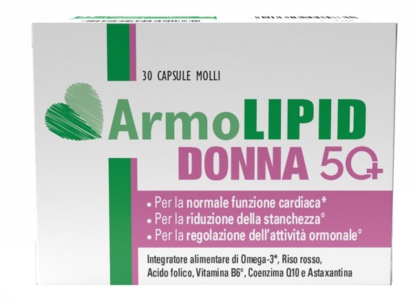 Armolipid Donna 50+ 30 capsule molli integratore con omega-3 riso rosso e vitamina B6.