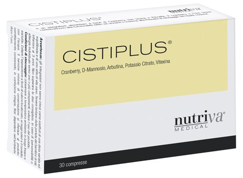Confezione di Cistiplus 30 compresse a base di cranberry, uva ursina, D-mannosio e pilosella