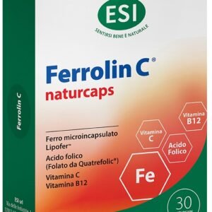 Ferrolin C ESI 30 naturcaps, integratore di ferro con vitamina C, folato e vitamina B12.