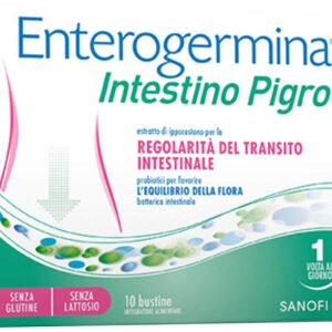 Astuccio di Enterogermina Intestino Pigro 20 bustine con ippocastano, ibisco, psillio e opuntia.