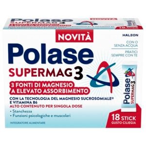 Polase SuperMag3 18 stick orosolubili integratore magnesio e vitamina B6.