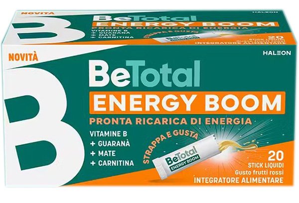 Be-Total Energy Boom 20 stick, integratore con vitamine del gruppo B, guaranà e mate.