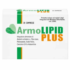 Armolipid Plus 30 compresse, integratore con Berberis aristata, riso rosso fermentato, coenzima Q10 e astaxantina.