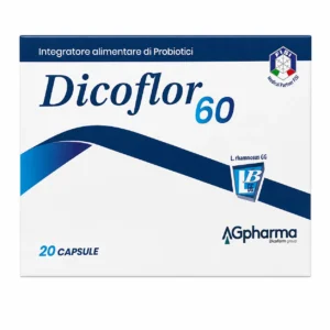 Dicoflor 60, 20 capsule Dicofarm con Lactobacillus rhamnosus GG per l'equilibrio della flora intestinale.