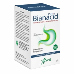 NeoBianacid 45 compresse masticabili Aboca, dispositivo medico con Poliprotect contro acidità e reflusso.