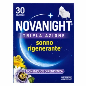 Novanight Tripla Azione, 30 compresse Sanofi con melatonina e passiflora per il sonno.