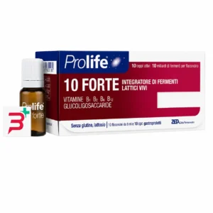 Prolife 10 Forte, 7 flaconcini di fermenti lattici vivi e vitamine del gruppo B per l'equilibrio della flora intestinale.