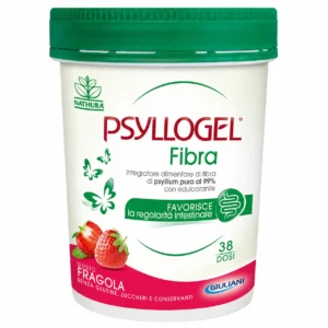 Psyllogel Fibra gusto Fragola, vaso 170 g, integratore di fibra di psyllium per la regolarità intestinale.