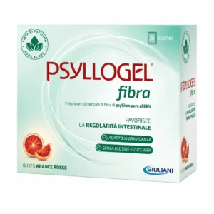 Psyllogel Fibra Arancia Rossa, 20 bustine Giuliani a base di psyllium per la regolarità intestinale.