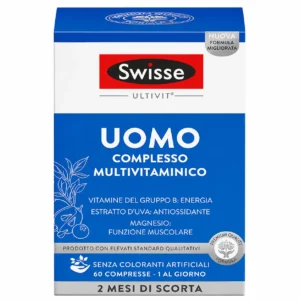 Swisse Multivitaminico Uomo, flacone da 60 compresse, integratore multivitaminico con vitamine, minerali ed estratti vegetali per l'uomo.