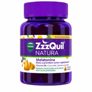 ZzzQuil Natura, 30 pastiglie gommose Procter & Gamble con melatonina, valeriana, camomilla e lavanda per favorire il sonno.