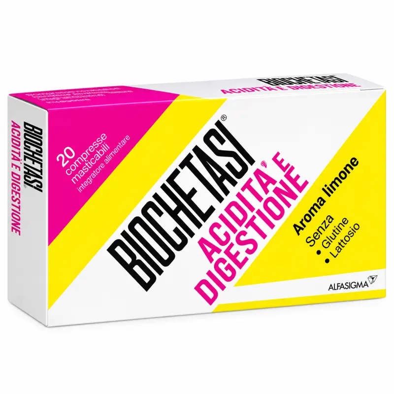 Biochetasi Acidità e Digestione 20 compresse masticabili, integratore Alfasigma