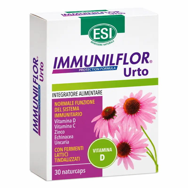ESI Immunilflor Urto Vitamina D 30 naturcaps, integratore con echinacea e uncaria