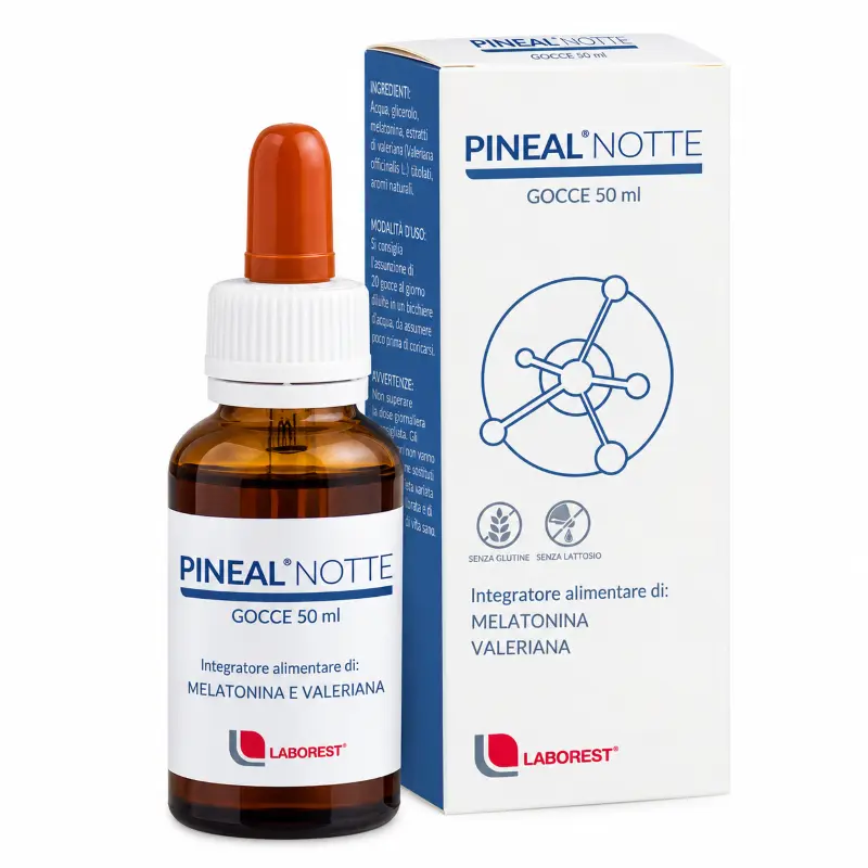 Pineal Notte Gocce, flacone contagocce 50 ml con melatonina e valeriana, integratore Laborest