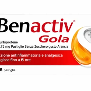 Benactiv Gola Arancia senza zucchero, 16 pastiglie con flurbiprofene 8,75 mg