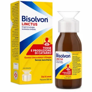 Flacone di Bisolvon 8 mg/5 ml sciroppo da 200 ml a base di bromexina cloridrato