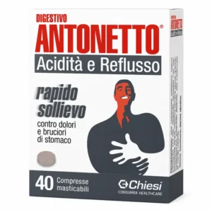 Astuccio di Digestivo Antonetto A/R da 40 compresse masticabili con calcio carbonato e magnesio idrossido