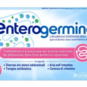 Enterogermina 2 Miliardi, confezione da 10 flaconcini con spore di Bacillus clausii