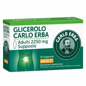 Glicerolo Carlo Erba 18 Supposte Adulti, astuccio di supposte di glicerolo 2.250 mg