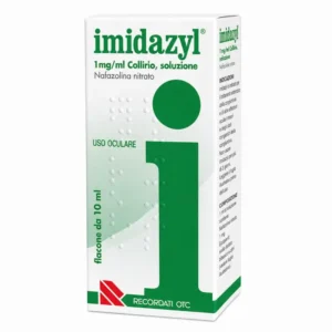 Flacone da 10 ml di Imidazyl Collirio 0,1% a base di nafazolina nitrato per occhi arrossati