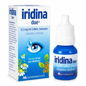 Iridina Due 0,05%, flacone di collirio da 10 ml con nafazolina cloridrato