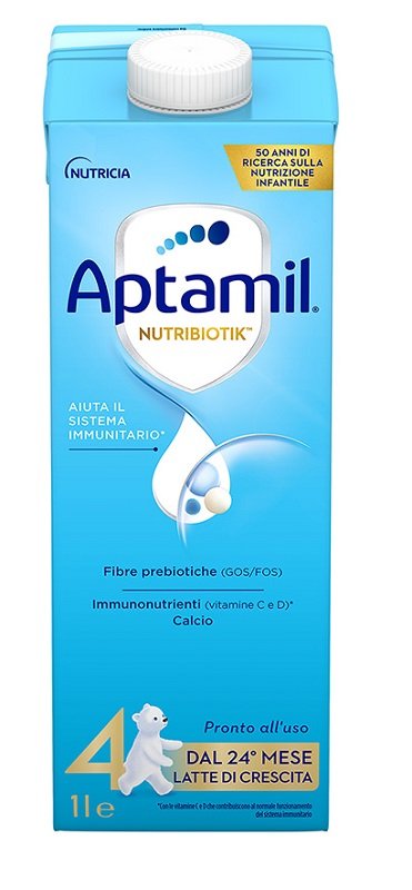 Brick da 1000 ml di Aptamil 4, latte di crescita liquido dal 2° anno.