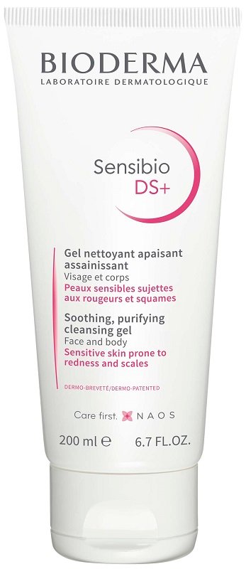 Confezione di Bioderma Sensibio DS+ Gel Moussant 200 ml, prodotto dermocosmetico di Bioderma