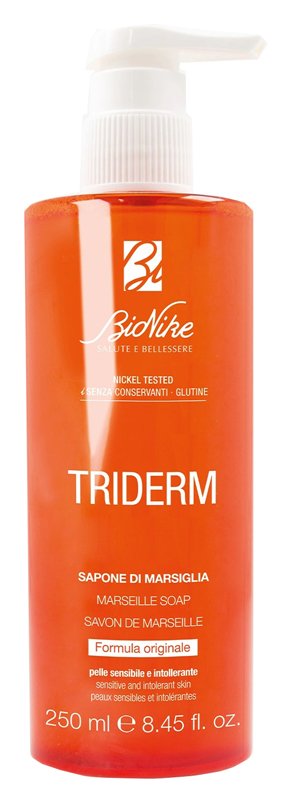 Confezione di BioNike Triderm Sapone di Marsiglia Liquido 250 ml, prodotto dermocosmetico di BioNike