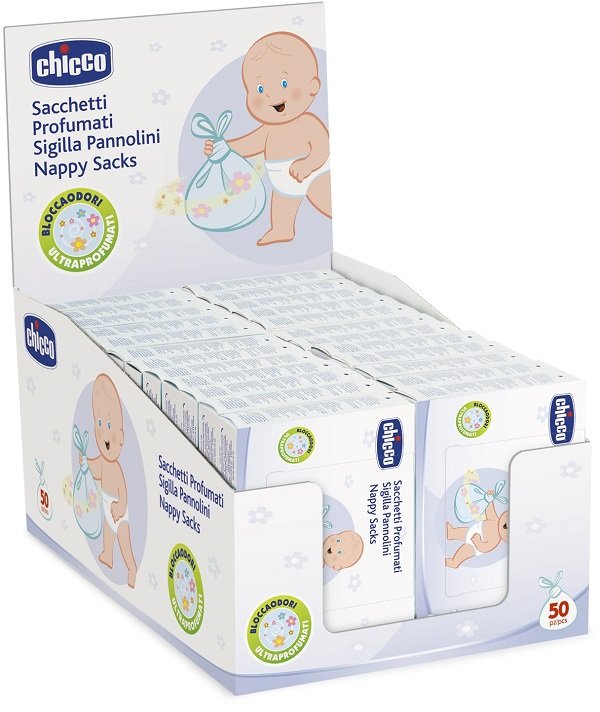 Chicco Sacchetti Profumati per pannolini, confezione da 50 pezzi.