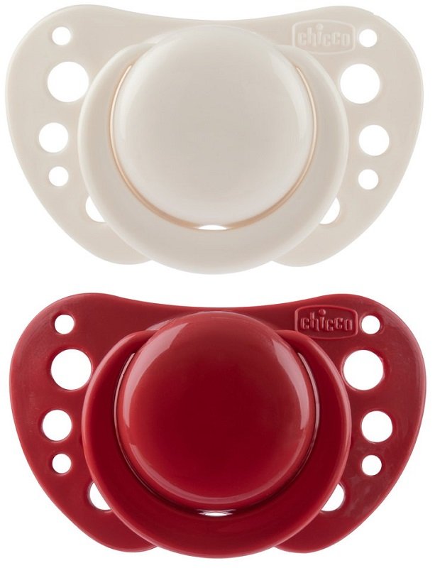 Succhietto Chicco PhysioForma Air rosso in silicone per bambini dai 6 ai 16 mesi, confezione da 2 pezzi