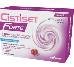 Confezione di Corman Cistiset Forte 8 stick 10 ml, integratore alimentare di Corman