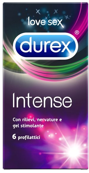 Confezione da 6 pezzi di Durex Intense Orgasmic Condom, profilattici stimolanti in lattice.