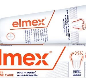 Confezione di Elmex Dentifricio Senza Mentolo 75 ml, prodotto per l'igiene di Elmex