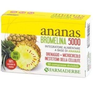 Confezione di Farmaderbe Ananas Bromelina 5000 30 compresse, integratore alimentare di Farmaderbe