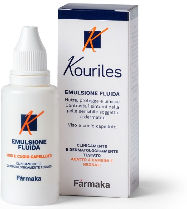 Confezione di Kouriles Emulsione Fluida 30 ml, prodotto dermocosmetico