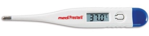 Termometro Digitale Basic Medi Presteril con display LCD e custodia rigida.