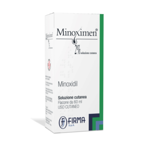 Minoximen 2% soluzione cutanea, flacone da 60 ml con contagocce graduato.
