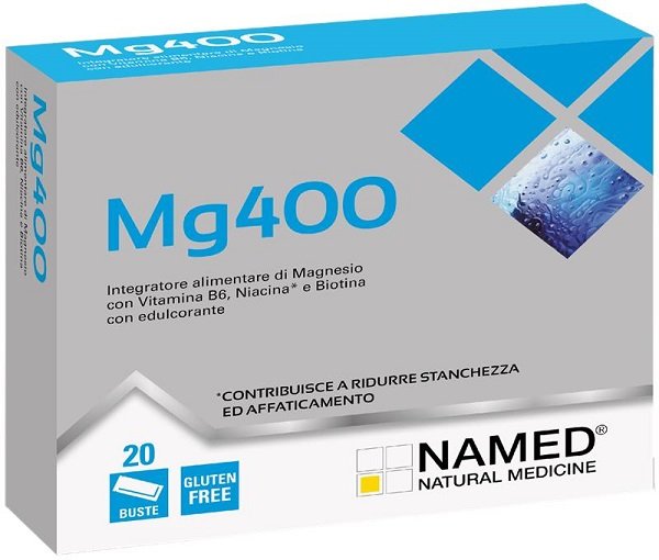 Confezione di Named MG400 Magnesio Polvere 20 bustine, integratore alimentare di Named