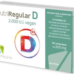 Confezione di Nutrileya Nutriregular D 2000 UI 60 compresse, integratore alimentare di Nutrileya