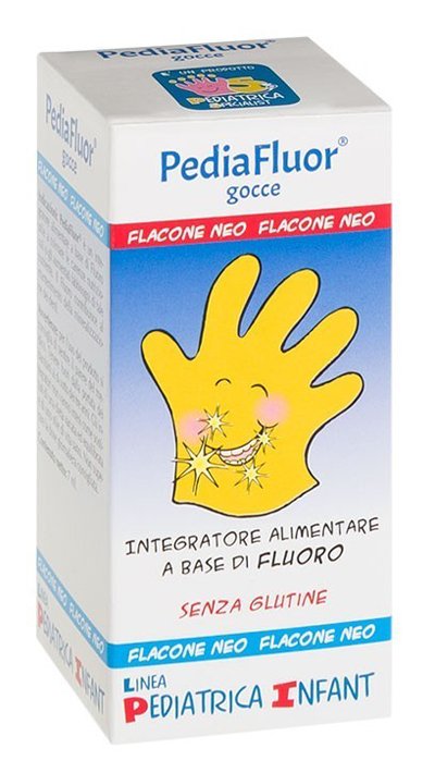 Pediafluor Gocce 7 ml, integratore alimentare di fluoro in flacone con contagocce.