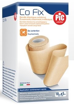 Confezione di PIC Benda Co Fix 8 cm x 5 m, benda elastica coesiva Pic Solution.