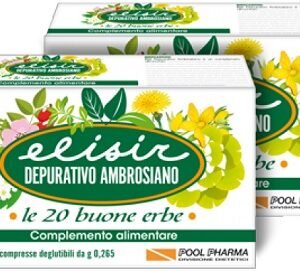 Confezione di Elisir Depurativo Ambrosiano 80 mini-compresse Pool Pharma con le 20 buone erbe.