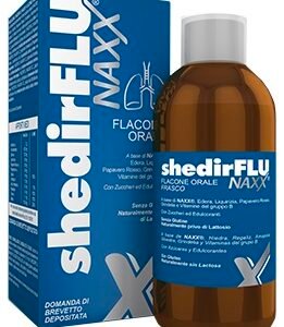 Flacone da 200 ml di ShedirFlu Naxx, complemento alimentare per le vie respiratorie
