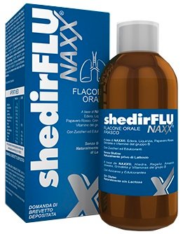 Flacone da 200 ml di ShedirFlu Naxx, complemento alimentare per le vie respiratorie