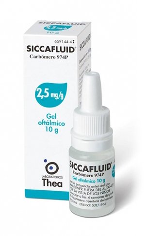 Siccafluid Gel Oftalmico 2,5 mg/g, flacone da 10 g con contagocce.