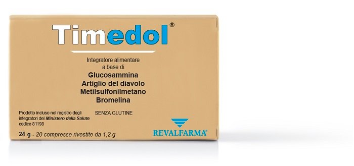 Confezione di Timedol 20 compresse rivestite, integratore alimentare