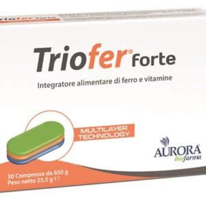 Astuccio di Triofer Forte 30 compresse, integratore di ferro con vitamina C e acido folico di Aurora Biofarma