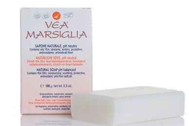 Confezione di VEA Marsiglia Sapone Naturale 100 g, prodotto dermocosmetico di VEA